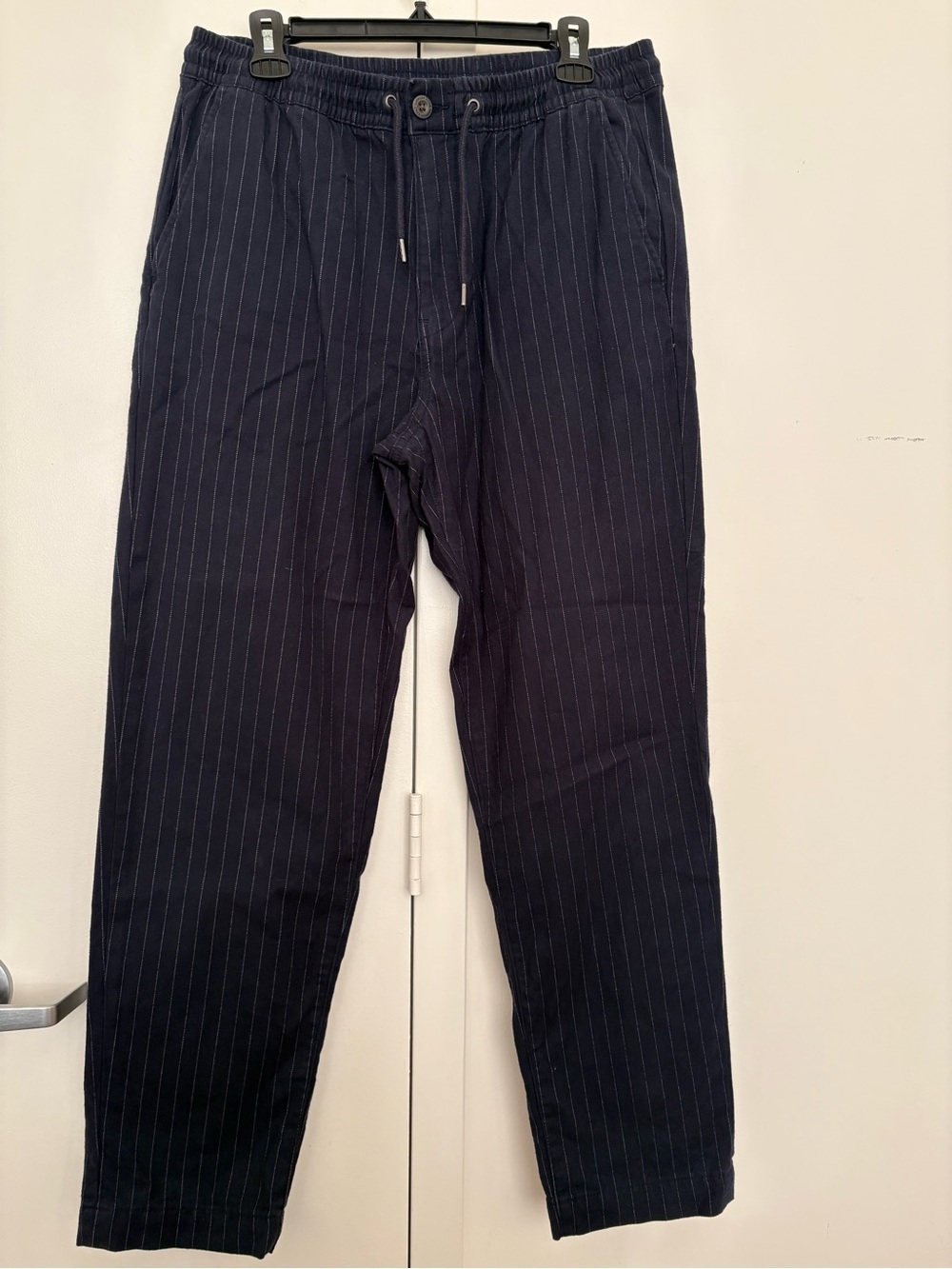 American Eagle Pinstripe Drawstring Pants Men’s M Stretch Navy Casual